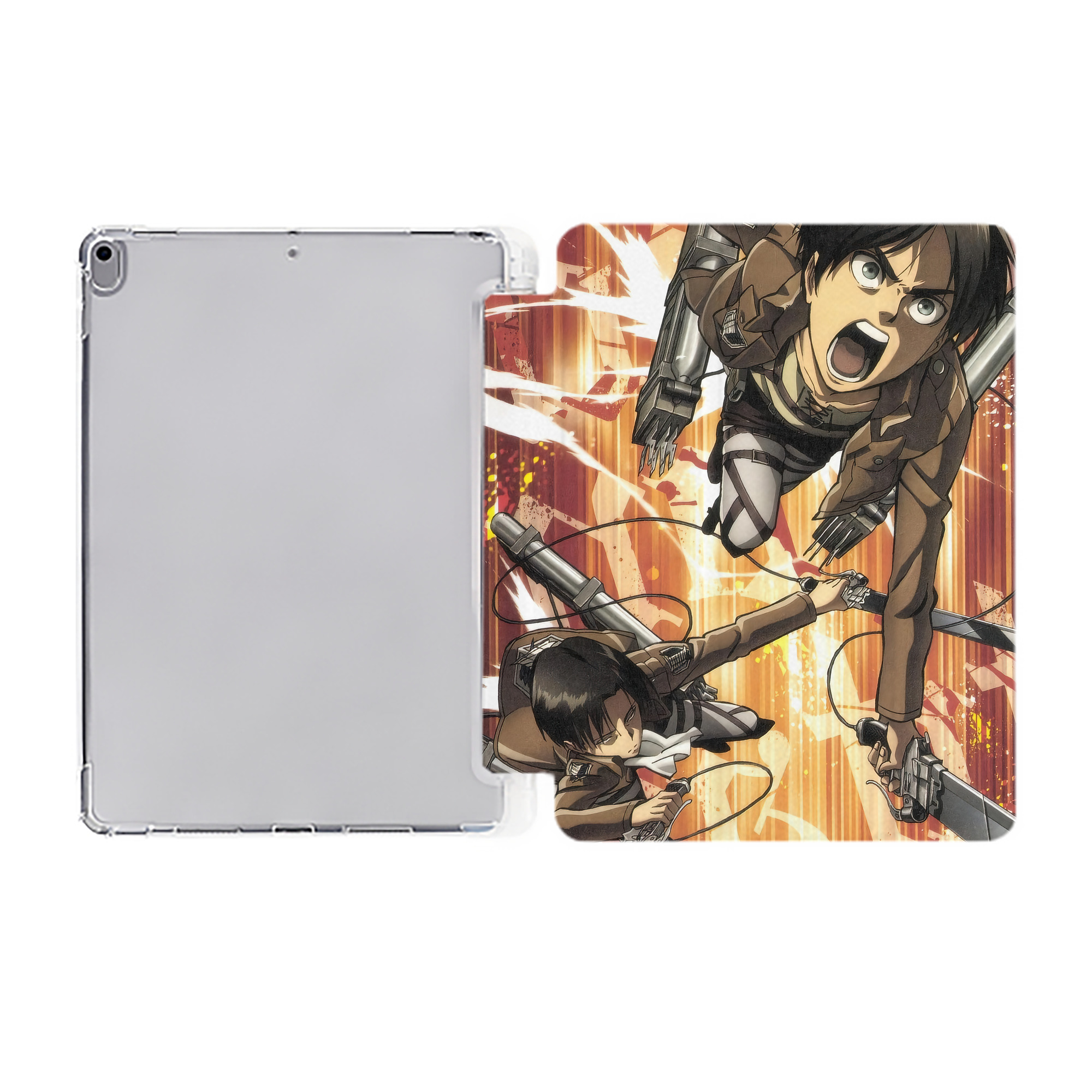 （画像用） 進撃の巨人 Attack on Titan IPad ケース ペン収納付き 三つ折りスタンド PUレザー×シリコン 対応機種9.5/10.5/10.9インチ